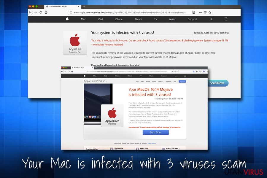 Apple-virus - Your Mac is infected with 3 viruses bluff
