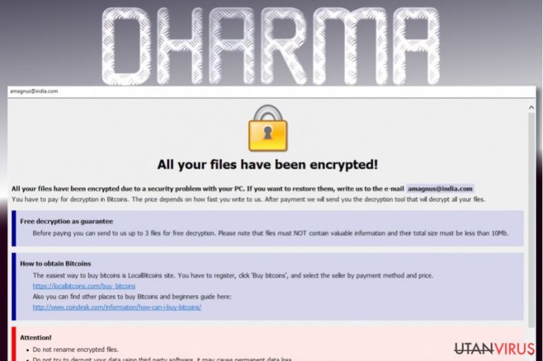 Dharma ransomware virus