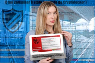 Bildexempel på ransomware-viruset "Il tuo computer e stato infettato da Cryptolocker!"