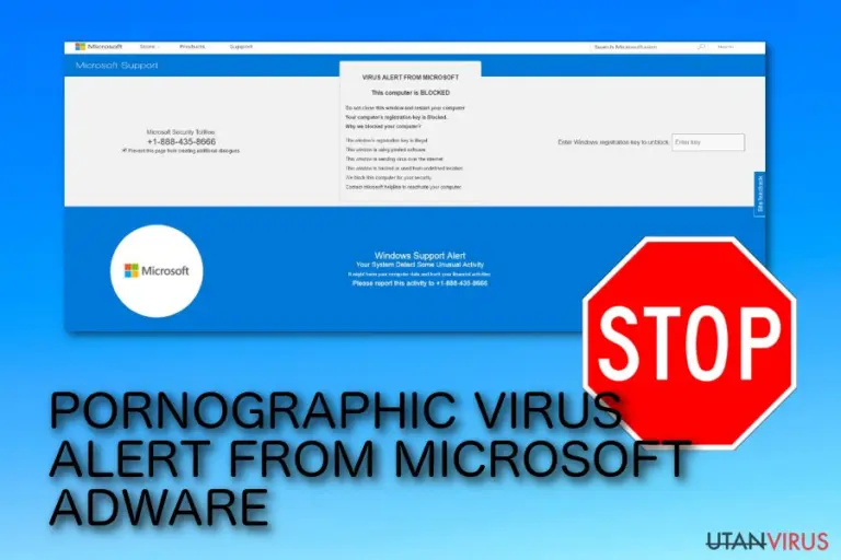 PORNOGRAPHIC VIRUS ALERT FROM MICROSOFT pop-up scam