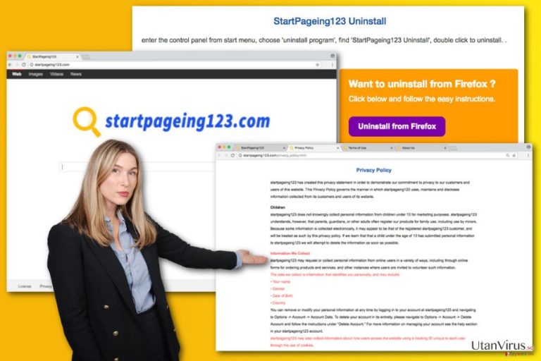 Bildexempel på StartPageing123.com-viruset
